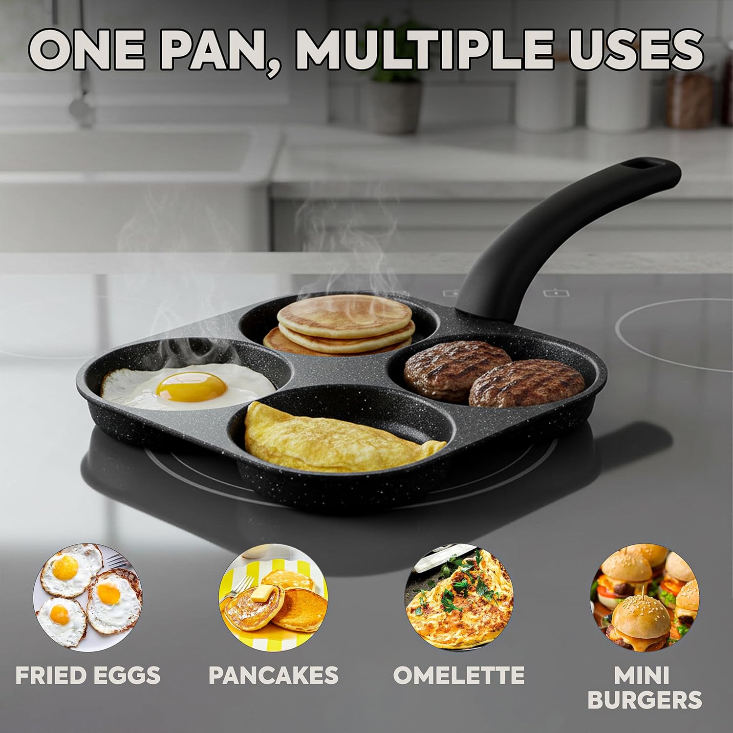Electric Griddle Pancake - Poêle à œufs antiadhésive, poêle à