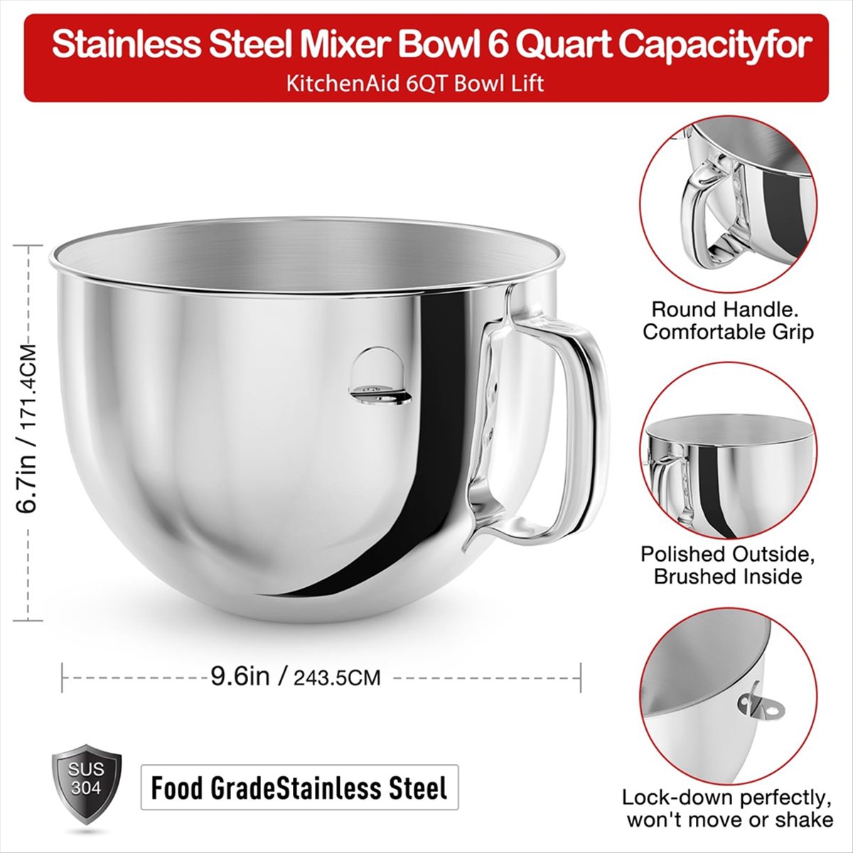 Bol mélangeur en acier inoxyda - Stand Mixer Bowl avis et prix